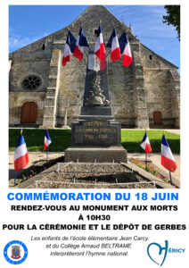 Commémoration du 18 juin 1940 @ Monument aux Morts